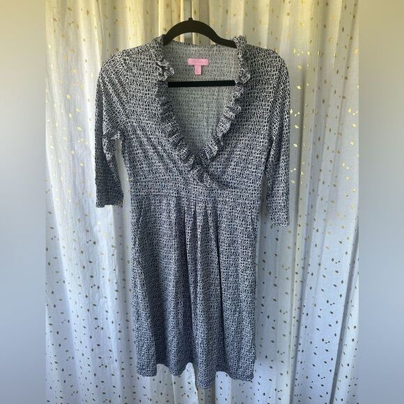 Lilly Pulitzer Blayney It's A Lilly Ruffle V Neck Silk Blend Dress S - Picture 2 of 8